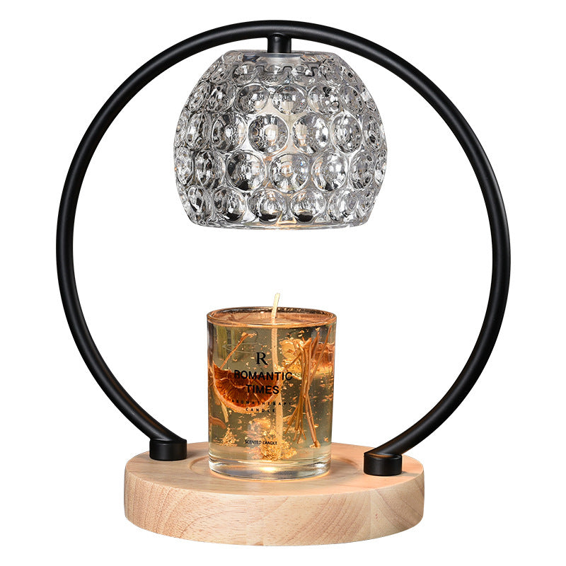 European Retro Wooden Base Glass 2-Light LED Melting Wax Table Lamp