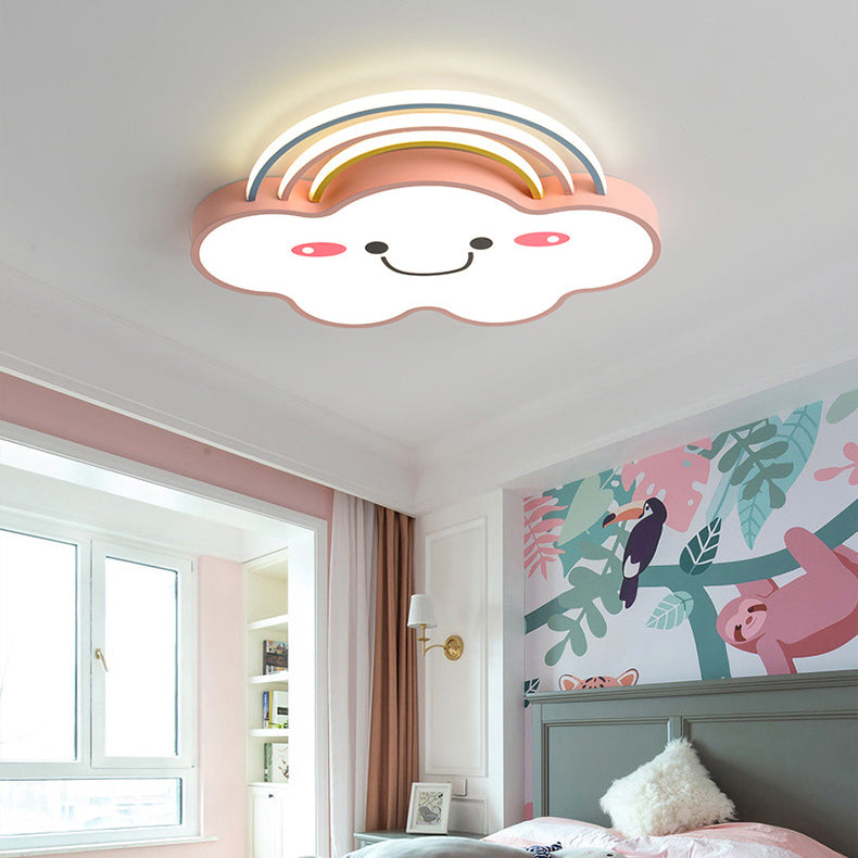 現代的でクリエイティブなレインボークラウドアクリルシェードLEDフラッシュマウントシーリングライト寝室用