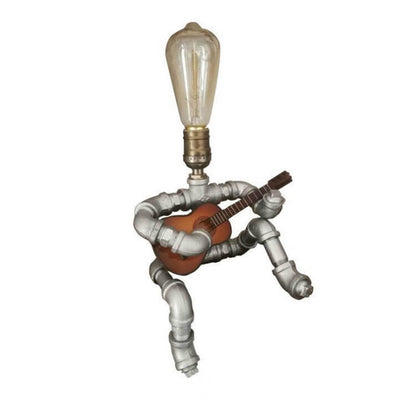 Industrial Plumbing Guitar Robot 1-Light Table Lamp