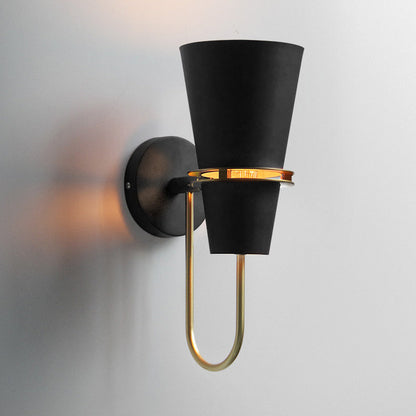 Contemporary Scandinavian Iron Cylinder Horn 1-Light Wall Sconce Lamp For Bedside