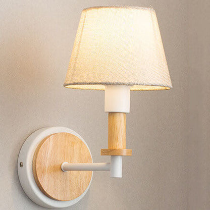 Modern Nordic Wooden Tubular 1-Light Wall Sconce Lamp