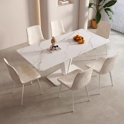 Contemporary Scandinavian PU Leather Carbon Steel Sponge Square Curved Dinining Chair Backrest For Dining Room