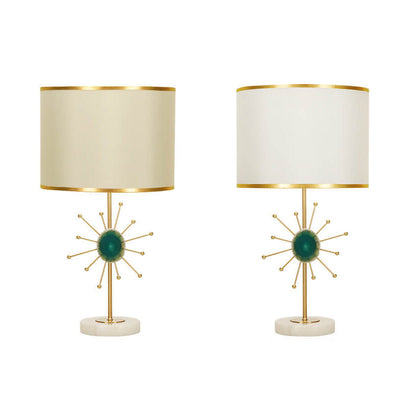 European Light Luxury Fabric Agate Base 1-Light Table Lamp