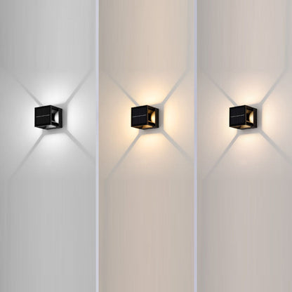 Modern Minimalist Solar Square Striped Aluminum LED Wall Sconce Lamp For Garden