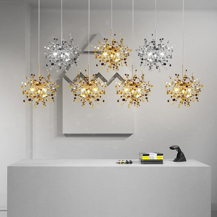 Contemporary Nordic Creative Art Stainless Steel 3-Light Chandelier For Living Room