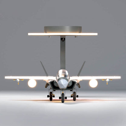 Contemporary Creative Hardware Resin Children's Aircraft LED Semi-Flush Mount Ceiling Light For Bedroom