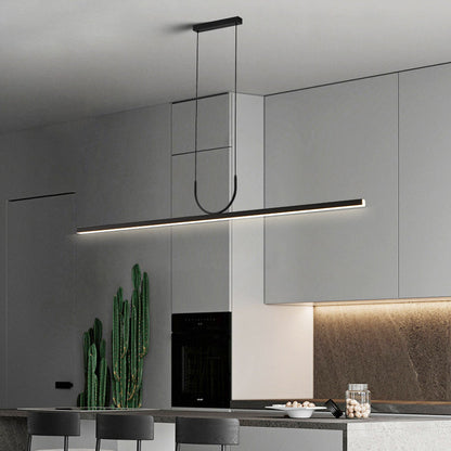 Modern Minimalist Aluminum Fiber Acrylic Long Strip LED Island Light Chandeliers For Dining Room