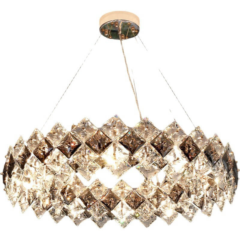 Contemporary Luxury Crystal Diamond Circle Plated Hardware 5/6/7/8/10/14 Light Chandelier For Living Room