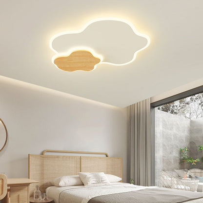 Japanese Minimalist Cloud Log Acrylic LED Flush Mount Lighting