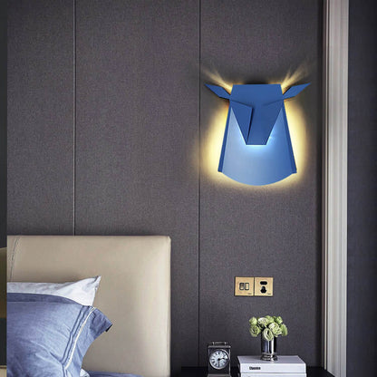 Contemporary Creative Iron Bull Head Shape LED Wall Sconce Lamp For Bedroom