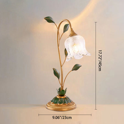 Modern Art Deco Flower Branch Leaf 1/2 Light Table Lamp For Bedroom