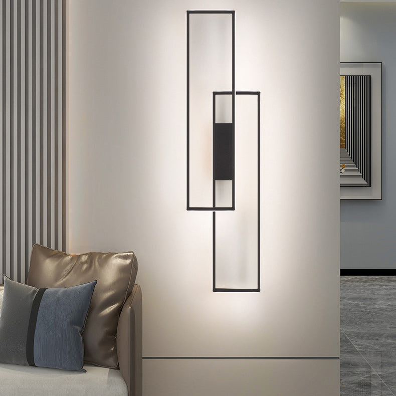 مصباح حائط LED من السيليكون الحديدي بتصميم مستطيل عصري بسيط لغرفة المعيشة 