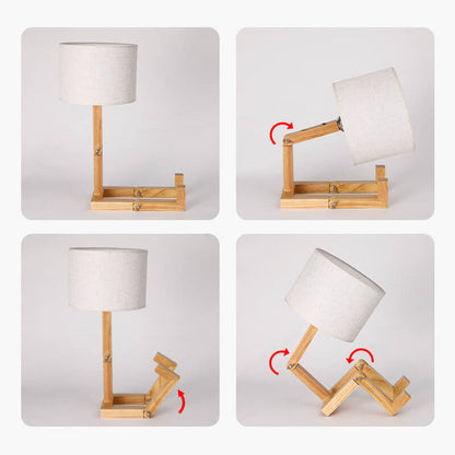 Nordic Creative Fabric Solid Wood Robot 1-Light Table Lamp