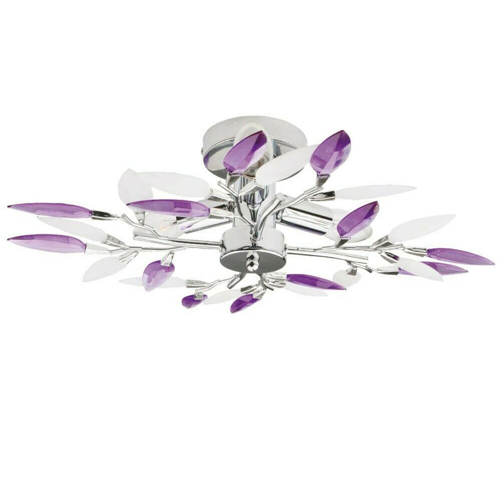 Creative Simple Crystal Leaf Combination Design 3-Light Flush Mount Light