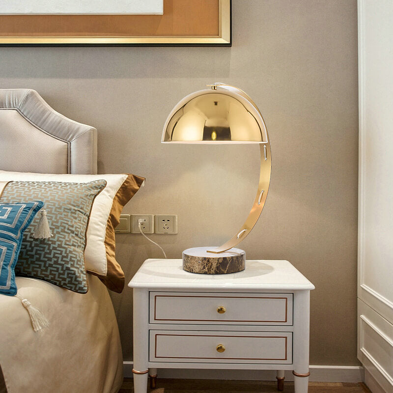 Modern Creative Bending Gold Hardware Marble Base 1-Light Table Lamp