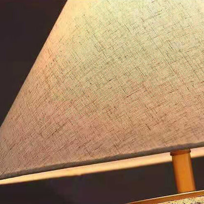 Chinese Vintage Fabric Ceramic Jar 1-Light Table Lamp