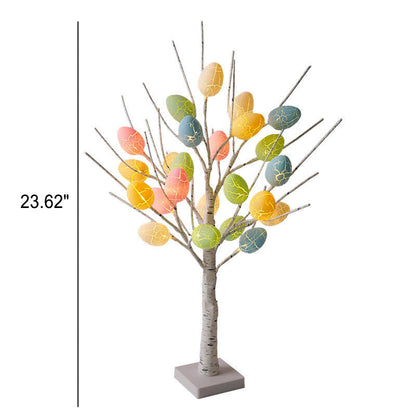Modern Creative Holiday Decorative Colorful Egg Simulation Tree Plastic LED Table Lamp