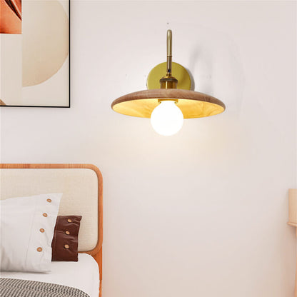 Modern Wooden Japanese Tray Shaped 1-Light Wall Sconce Lamp