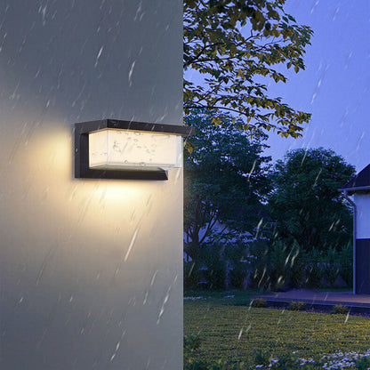 Modern Minimalist Solar Rectangle PC LED Outdoor Wall Sconce Lamp For Outdoor Patio