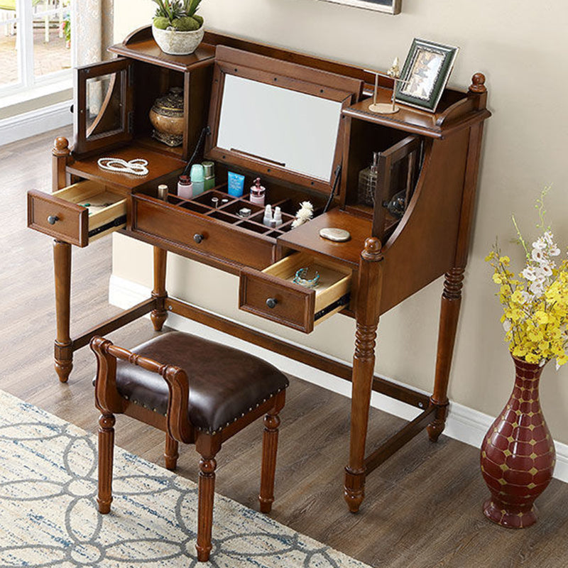 Traditional European Square Tufted Microfiber Leather Upholstered Vanity Stool Low Back For Bedroom