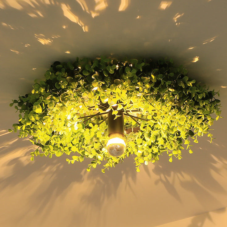 Creative Decorative Green Plant Flush Mount Ceiling Light