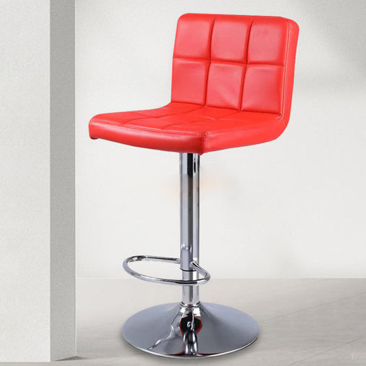 Contemporary Simplicity Square PU Leather Adjustable Swivel Bar Stool Backrest Footrest For Dining Room