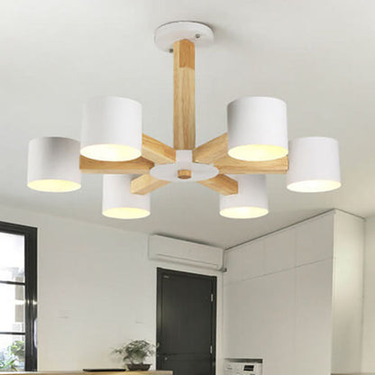 Scandinavian Minimalist Log 6/8-Light Island Light Chandelier