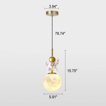 Nordic Minimalist Children's Astronaut 1-Light Pendant Light