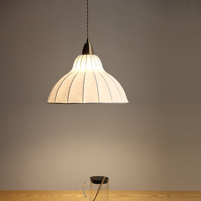 Japanese Minimalist Silk Dome 1-Light Pendant Light