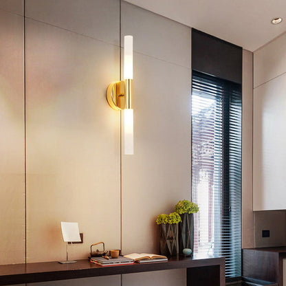 مصباح حائط LED أسطواني من الألومنيوم والحديد بتصميم عصري بسيط لغرفة المعيشة 