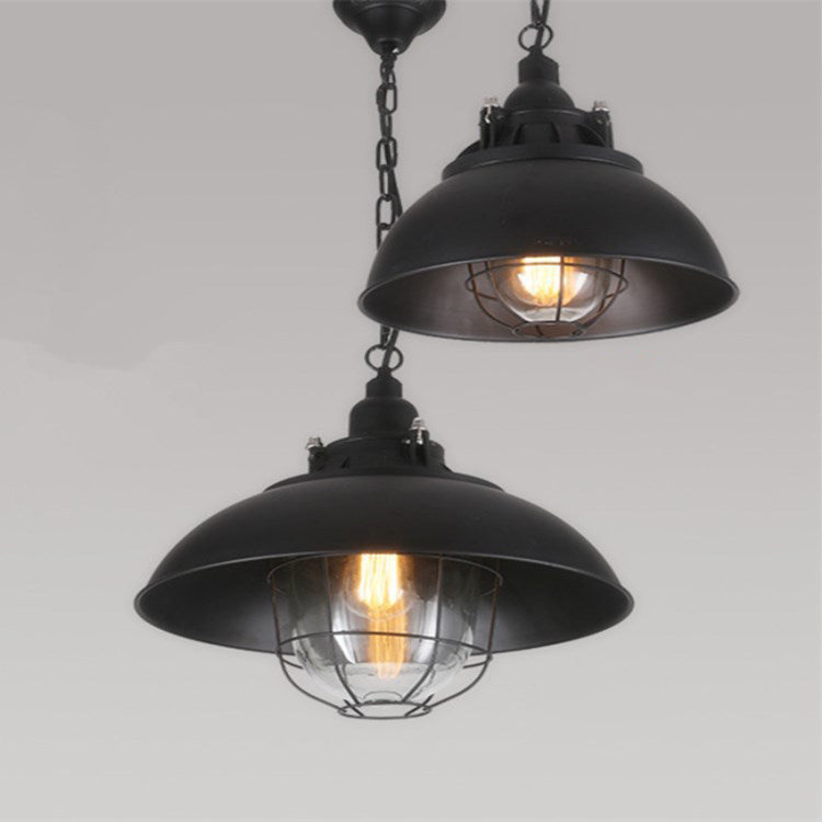 Traditional Colonial Round Pot Lid Iron 1-Light Pendant Light For Living Room