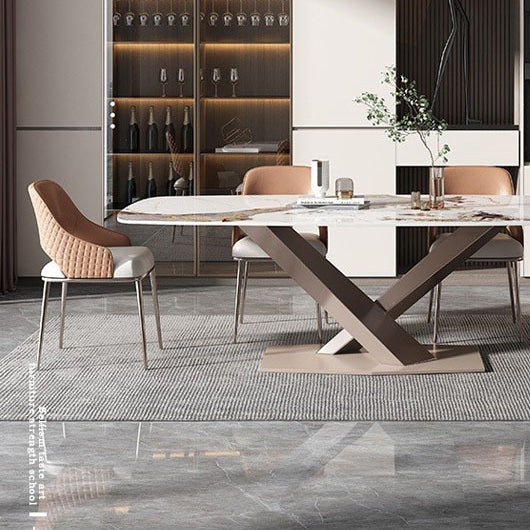 Modern Minimalist Square Stainless Steel Microfiber Leather Foam Dining Chair Four Legs Backrest For Dining Room