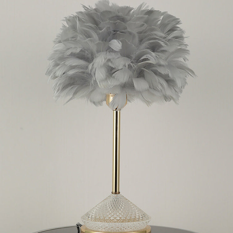 Modern Simple Feather Shade Diamond Acrylic Decorative 1-Light Table Lamp