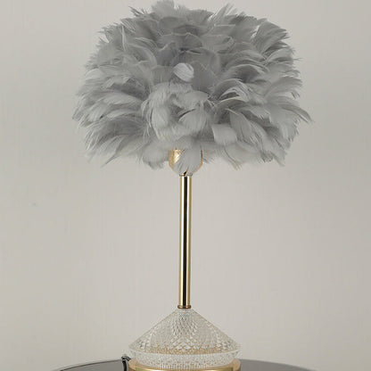 Modern Simple Feather Shade Diamond Acrylic Decorative 1-Light Table Lamp