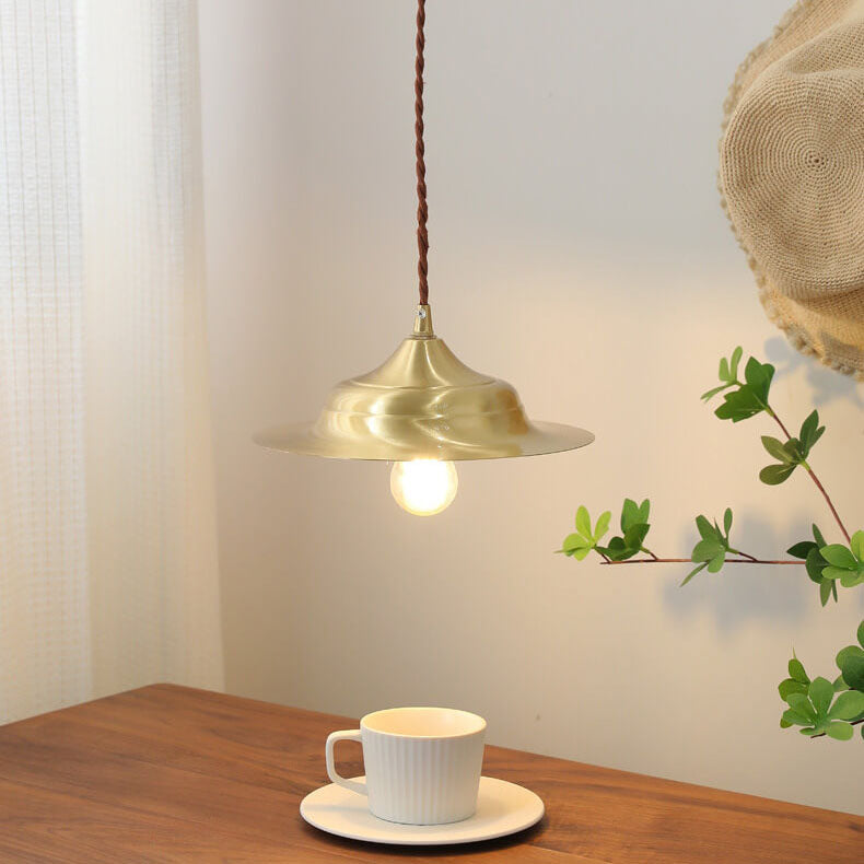 Japanese Minimalist Brass 1-Light Pendant Light