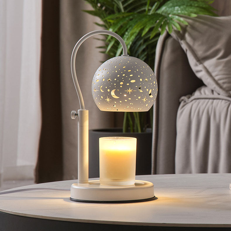 Contemporary Scandinavian Star Orb Disc Base Iron Plastic 1-Light Aromatherapy Melting Wax Table Lamp For Bedroom