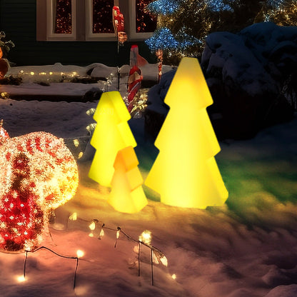 Modern Art Deco Waterproof Solar Rechargeable PE Christmas Tree LED RGB Landscape Lighting Outdoor Light For Garden