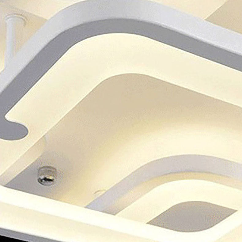 Modern Minimalist Square Rectangle Lattice Hardware Acrylic LED Semi-Flush Mount Ceiling Light For Living Room