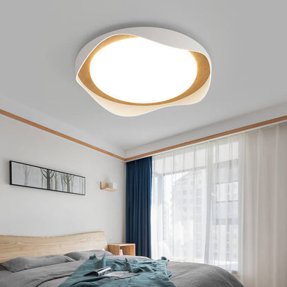 Modern Creative Round Ripple Pure White Iron Acrylic LED Flush Mount Light