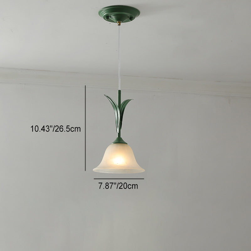 Traditional French Iron Glass Flower 1/3 Light Island Light Chandelier For Living Room