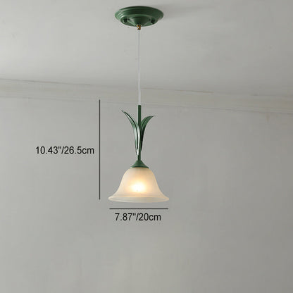 Traditional French Iron Glass Flower 1/3 Light Island Light Chandelier For Living Room