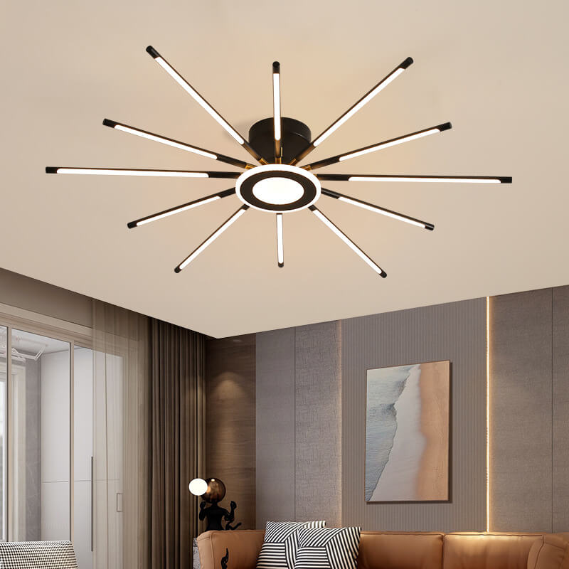 Modern Creative Strip Fireworks LED Semi- Flush Mount Ceiling Light
