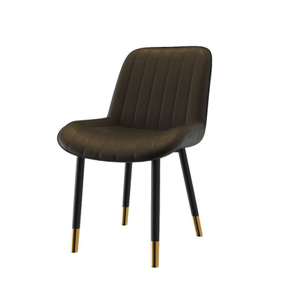 Modern Luxury Square Curved Faux Leather Metal Dining Chair Backrest Armless For Dining Room