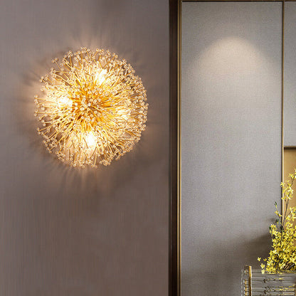 Modern Luxury Crystal Dandelion Aluminum 4-Light Wall Sconce Lamp