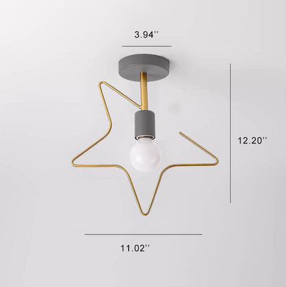 Nordic Creative Star Iron 1-Light Semi-Flush Mount Ceiling Light