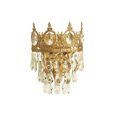Modern Luxury Crown Crystal Tassel 1-Light Wall Sconce Lamp