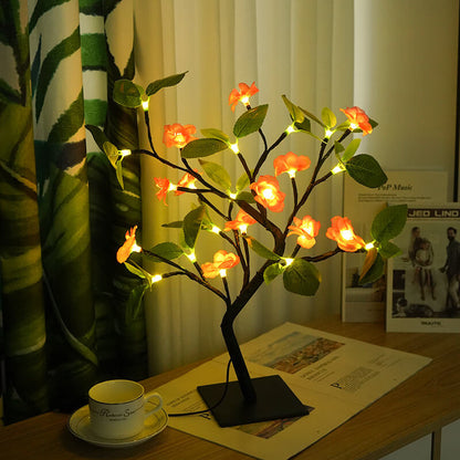 Simulation Peach Blossom Tree Green LED Tree Decoration Table Lamp