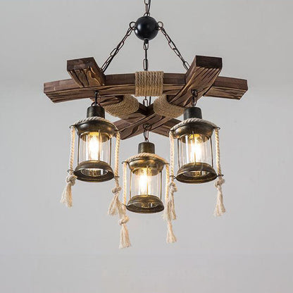 Industry Vintage Wooden Iron 3/6-Light Chandelier