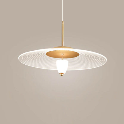 Contemporary Scandinavian Round Flying Saucer Acrylic Metal LED Pendant Light For Dining Room