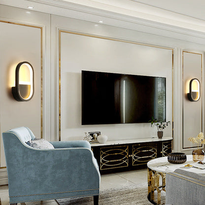 مصباح حائط LED دائري بيضاوي الشكل مصنوع من الحديد والسيليكون بتصميم عصري بسيط لغرفة النوم 
